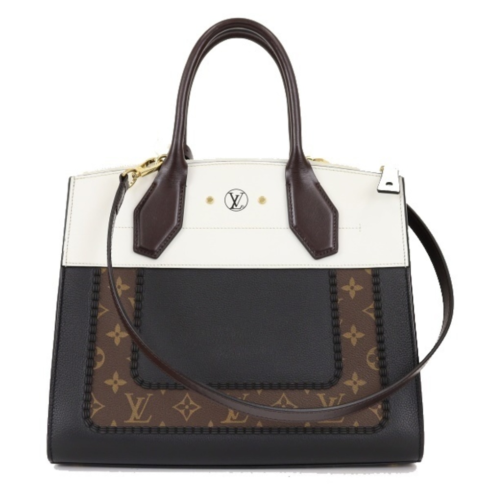 Louis Vuitton City Steamer MM Monogram Black White Shoulder Bag
